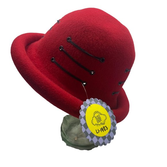 Red Wool Laced Bowler main image 8